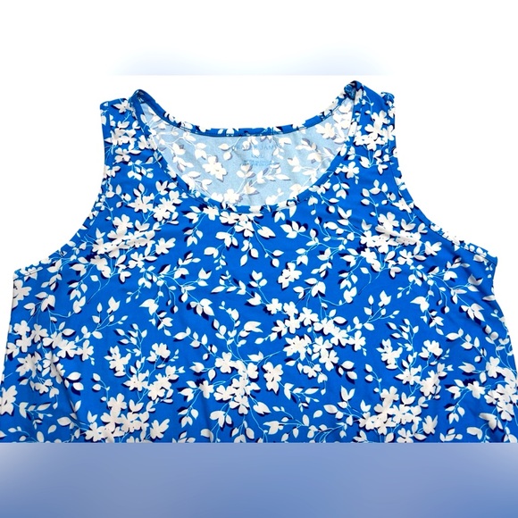 Draper James Floral Ruffle Hem Dress Blue White L/XL - Picture 2 of 8